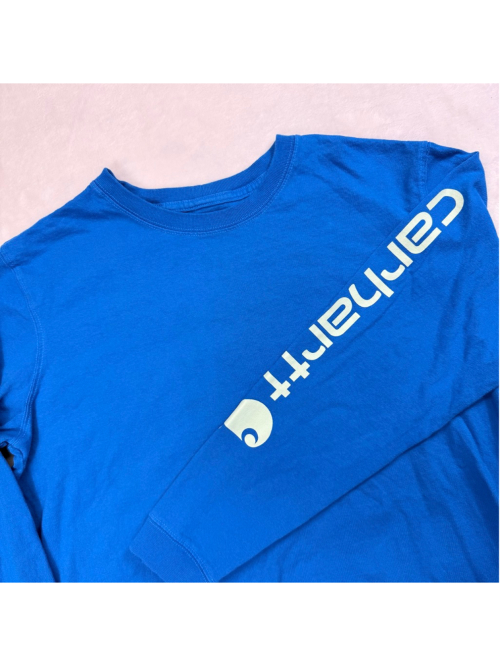 Men's Carhartt Blue Long Sleeve Tee with Logo Size Large